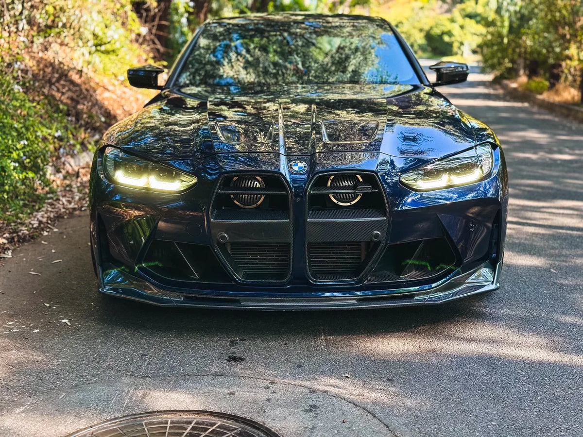 Carbon Fiber V Style Front Bumper Lip Spoiler For 2021-24 BMW G80 M3 G82 G83 M4