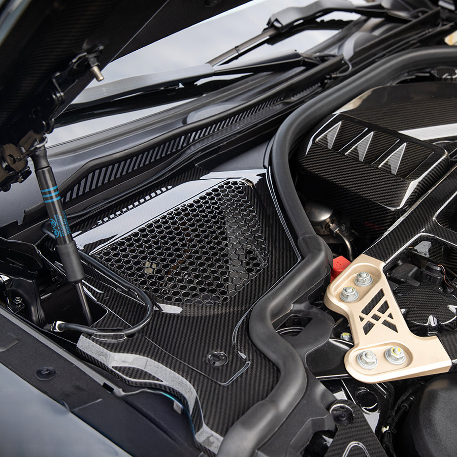 BMW Pre-Preg Carbon Fiber Top Engine Bay Corner Panels for G87 M2 & G80 M3 & G82 M4