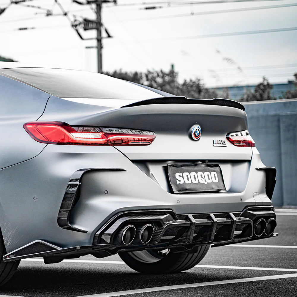 BMW SooQoo Pre-Preg Carbon Fiber Rear Bumper Trim for M8 F92 Coupe & Convertible