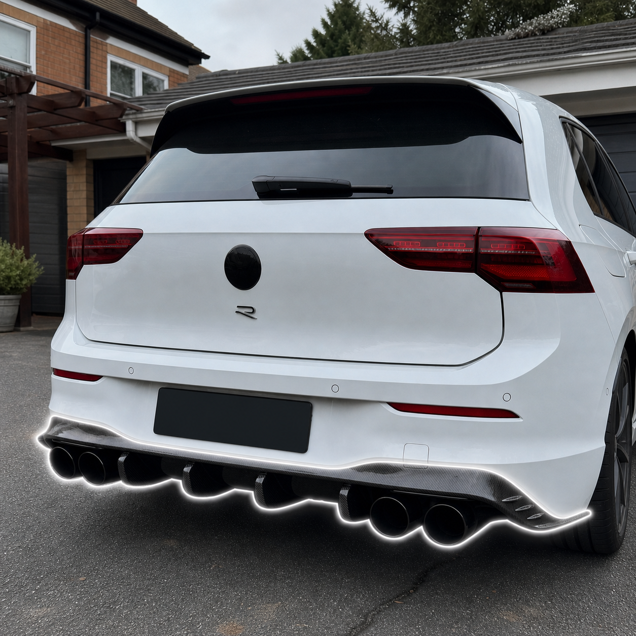 Volkswagen Carbon Fiber EEA Designs Rear Diffuser for Golf MK8R PFL