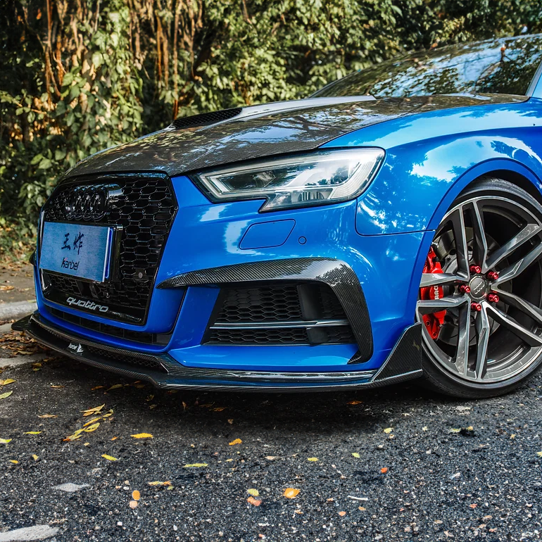 Audi Carbon Fiber Karbel Style Front Air Vent Cover Canards for 8V A3 & S3 Sedan