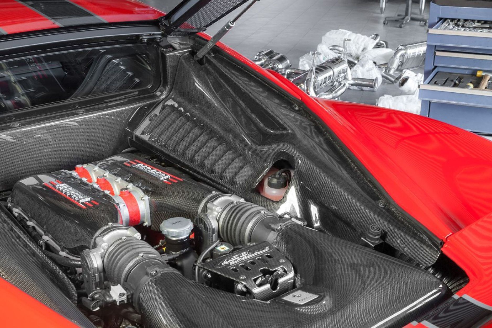 Ferrari Pre-Preg Carbon Fiber Engine Bay Panels for 458 Spider