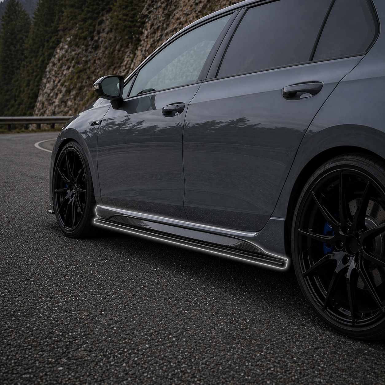 Volkswagen Carbon Fiber EEA Designs Side Skirts for Golf MK8R
