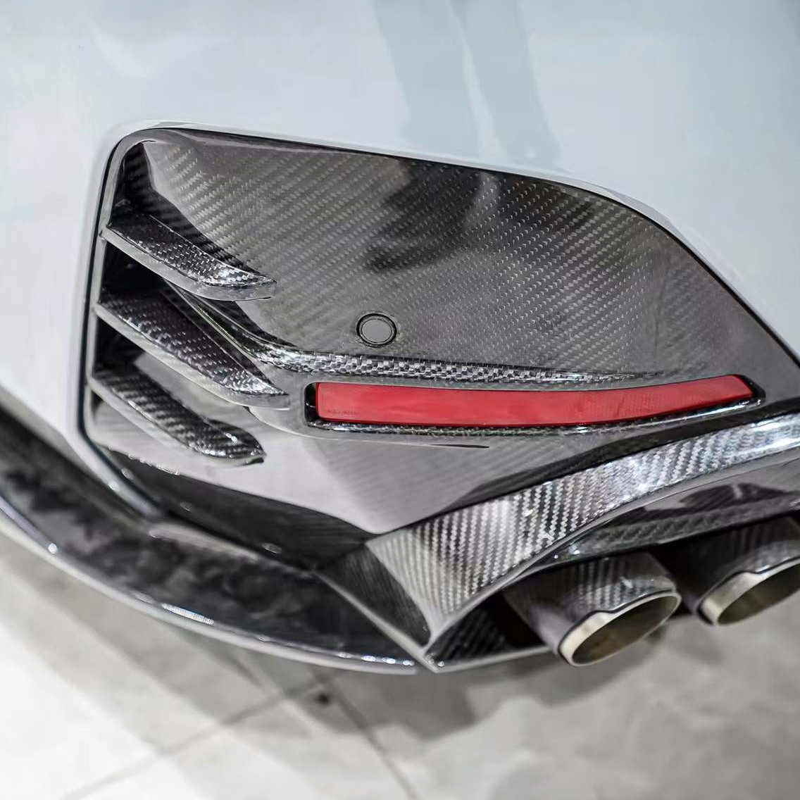 BMW Pre-Preg Carbon Fiber Rear Bumper Trims for G26 4 Series Gran Coupe