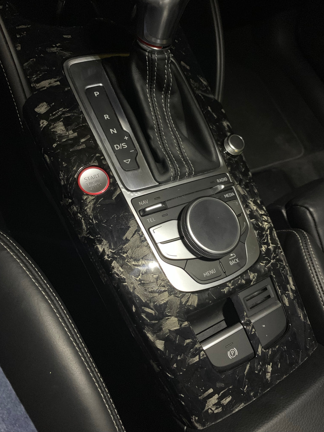 Audi Forged Carbon Fiber Interior Center Console & Dash Trim for 8V