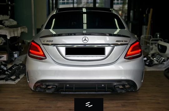 Mercedes C63S Style Rear Diffuser With Exhaust Tips For C-Class W205 (Sedan)