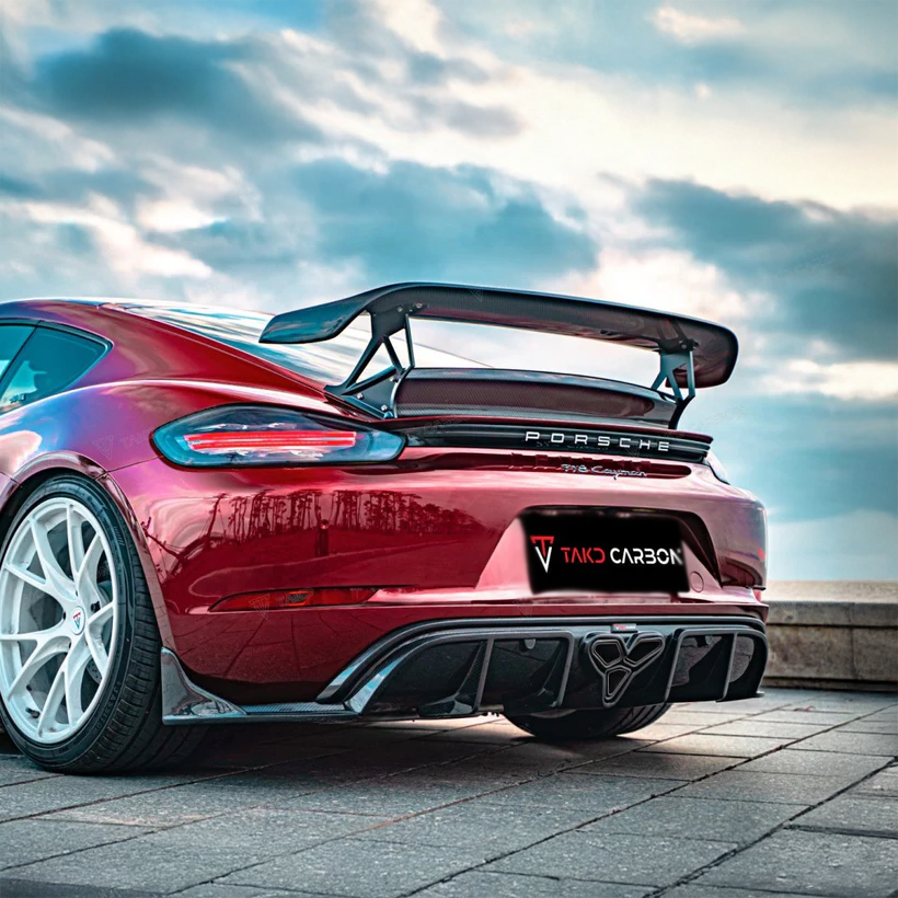 Porsche TAKD V2 Pre-Preg Carbon Fiber Rear Spoiler for 718 Cayman & Boxter