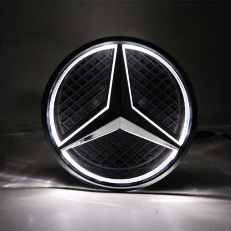 Black Star Grill Emblem White LED Illuminated Badge for Benz C/W204
