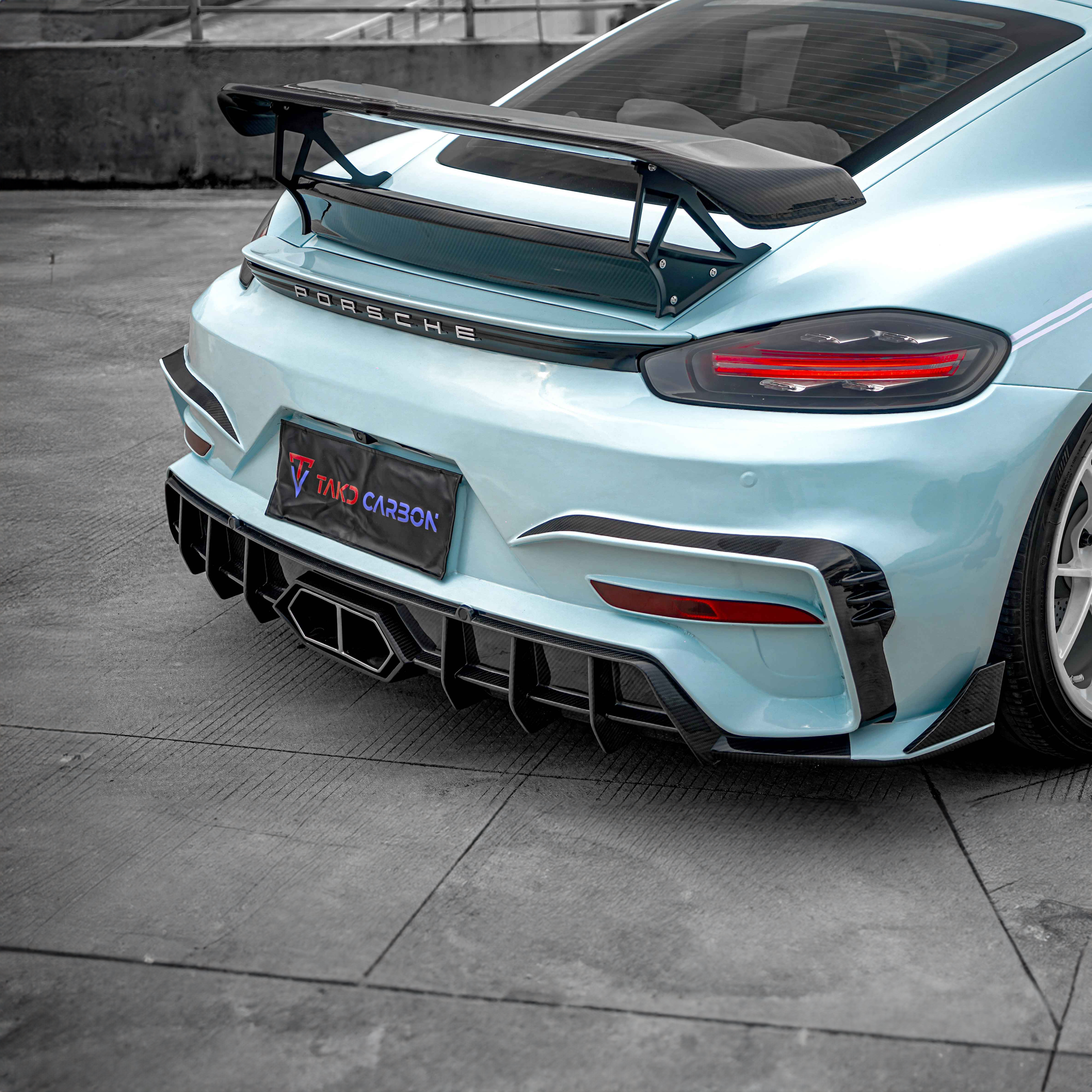 Porsche TAKD V2 Pre-Preg Carbon Fiber Rear Diffuser for 718 Cayman & Boxter